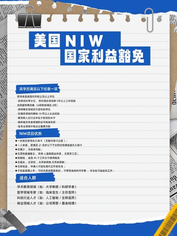 美国NIW国家利益豁免移民谁可以申请？